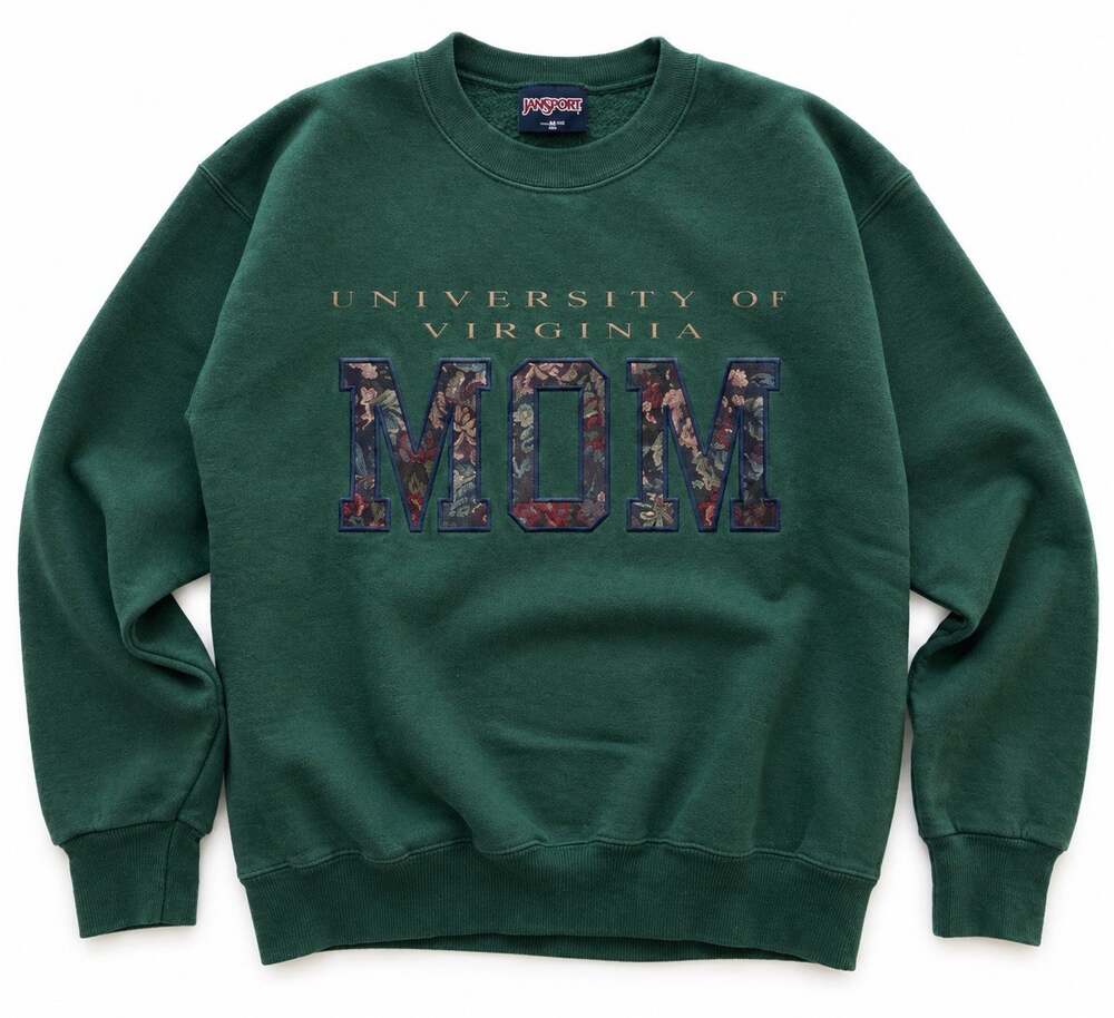 Vintage Jansport UVA University of Virginia MOM Sweatshirt Green Floral USA M